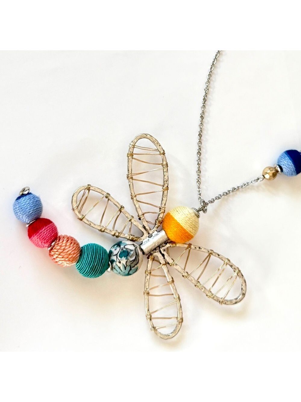 JJill Colorful Dragonfly Pendant Necklace New - Picture 6 of 7